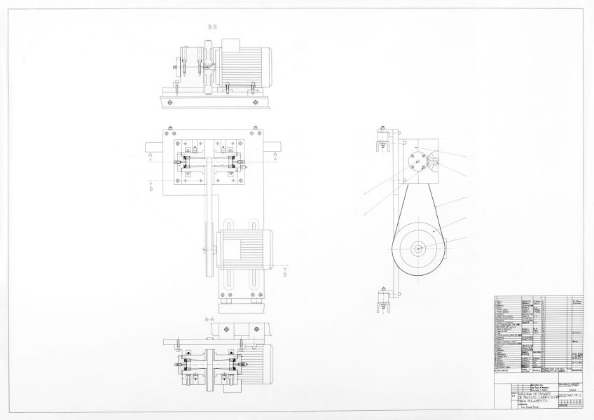Desenho nº 2 de uma "Máquina de ensaios de massas lubrificantes para rolamentos"